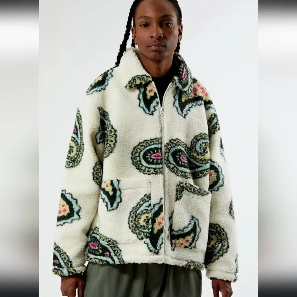 Obey Paisley sherpa fleece jacket size L